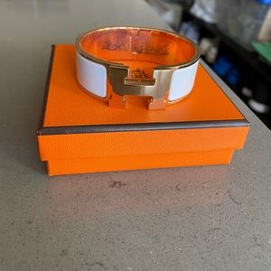 Hermes clic clac bracelet white with rose gold hw